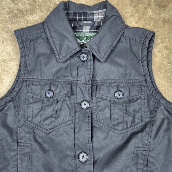 Woolrich Vest Womens Small Gray Flannel Lined Full Zip Pockets Basic Layer - Picture 2 of 10